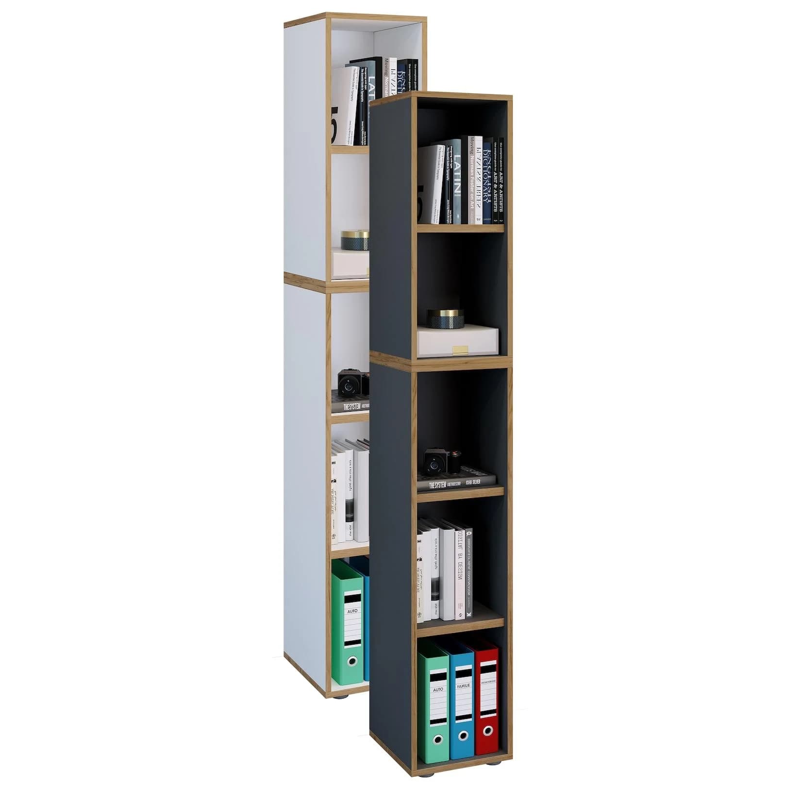 VCM Bücherregal Salia 5fach Schwarz Anthrazit Holzregal Büro