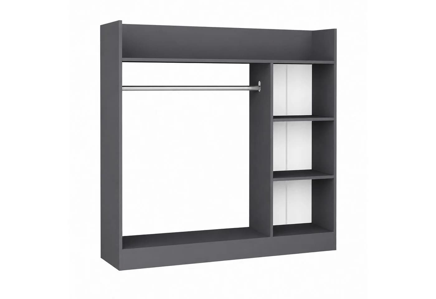 VCM Kleiderschrank Palosa M mit Regal & Stange Anthrazit