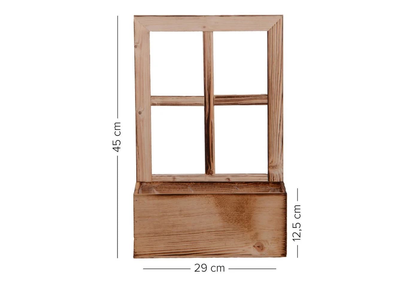 UNUS HOME Deko Holzfenster mit Blumenkasten Vintage Altholz