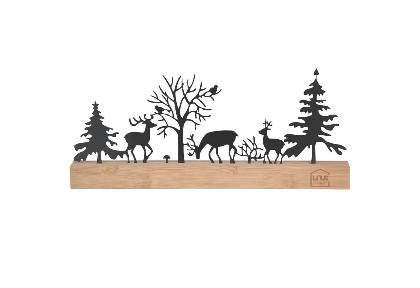 UNUS HOME Dekofigur Wald Silhouette Metall Bambus Schwarz