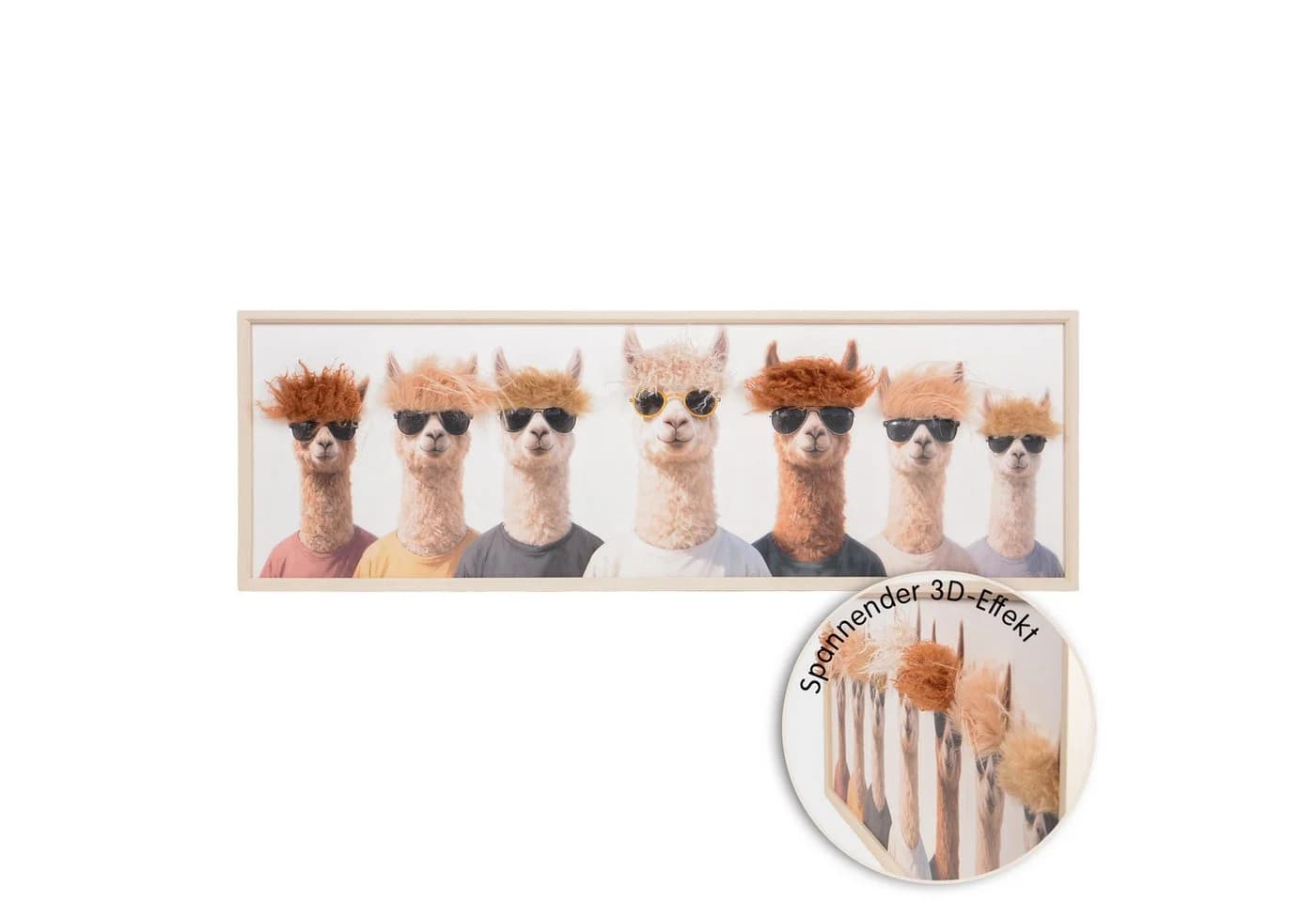 UNUS HOME Wandbild Alpakas mit Sonnenbrille 3D Hairfusion Effekt