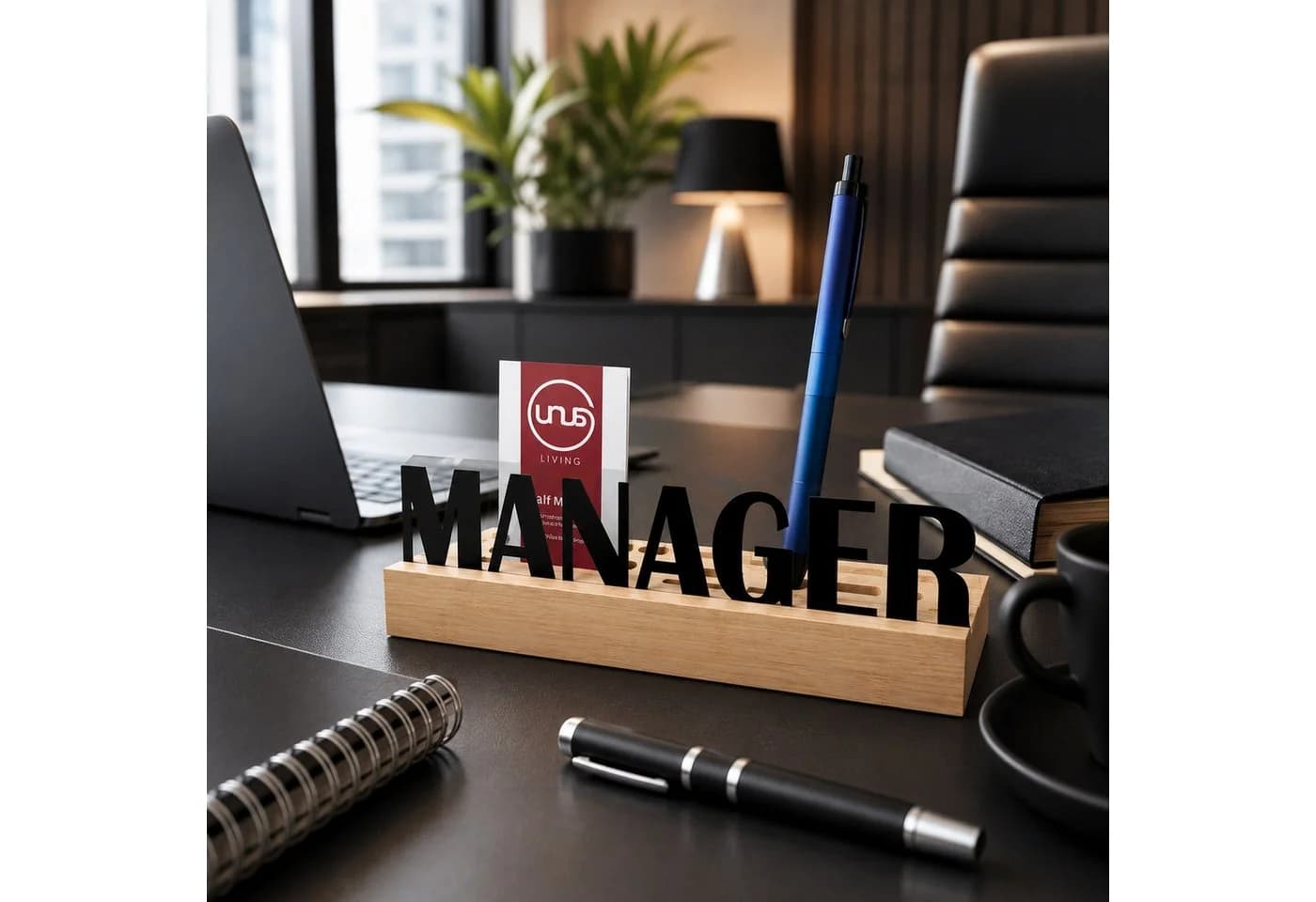 UNUS HOME Schreibtisch Organizer Bambus MANAGER Dekofigur