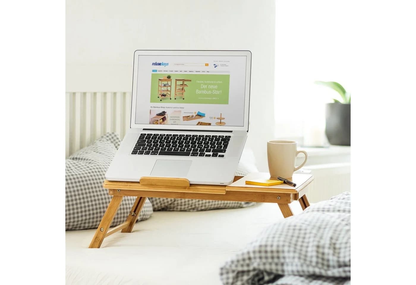 RELAXDAYS Laptoptisch Bambus Betttablett Höhenverstellbar