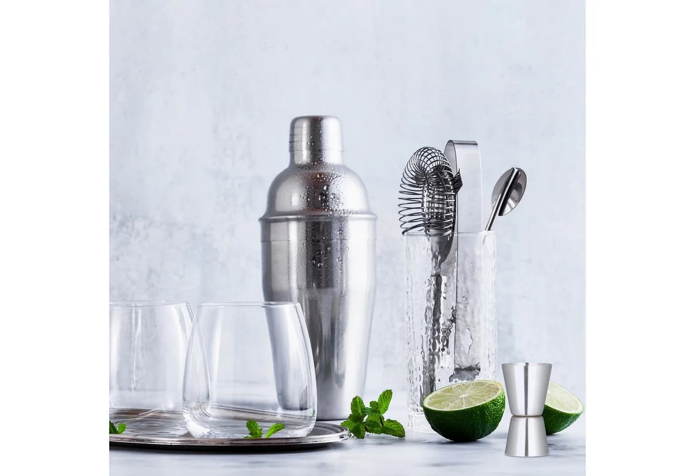 relaxdays Cocktail Shaker Set 5-tlg. Edelstahl Silber