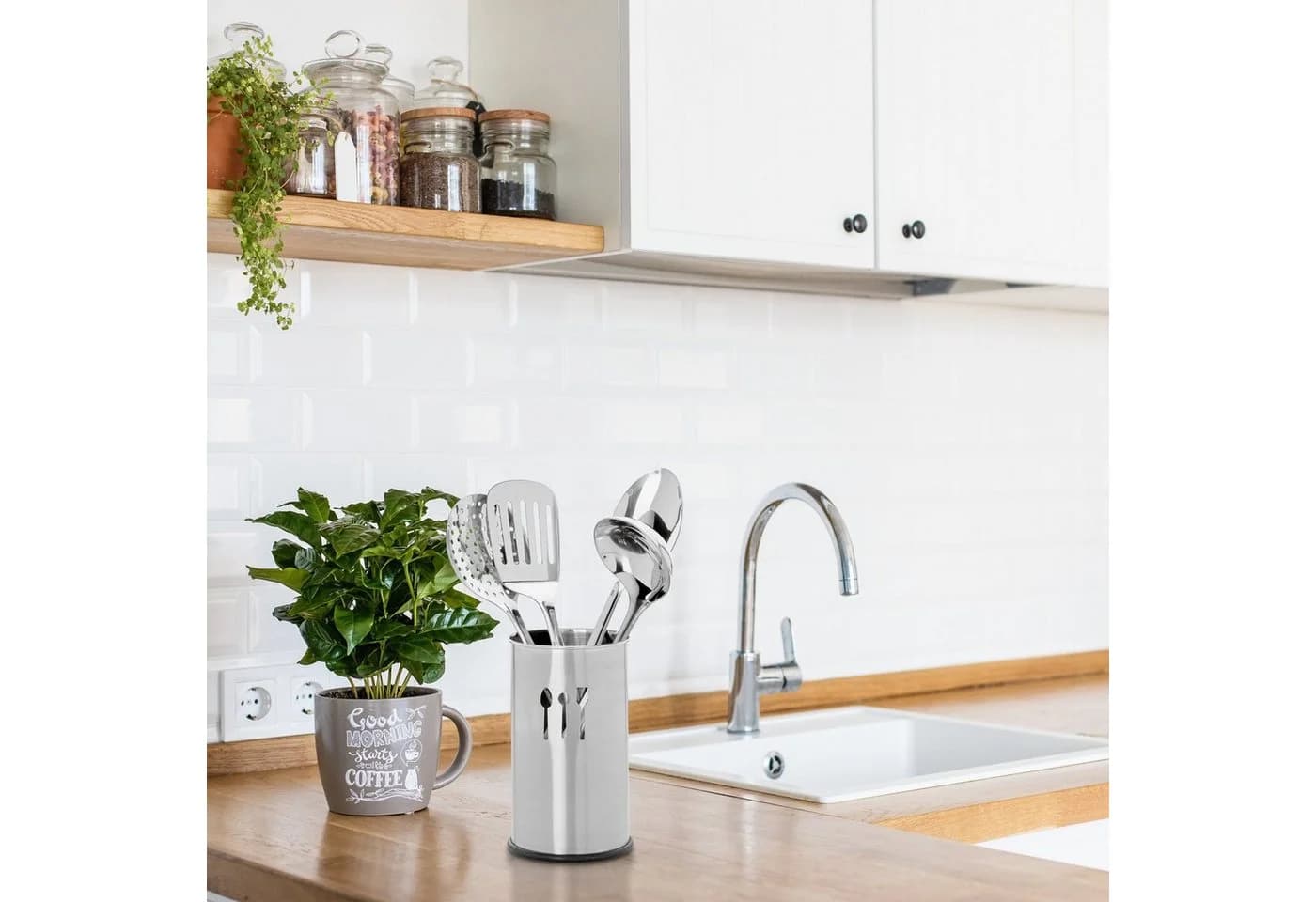 relaxdays Küchenorganizer-Set Edelstahl 5-tlg. Silber