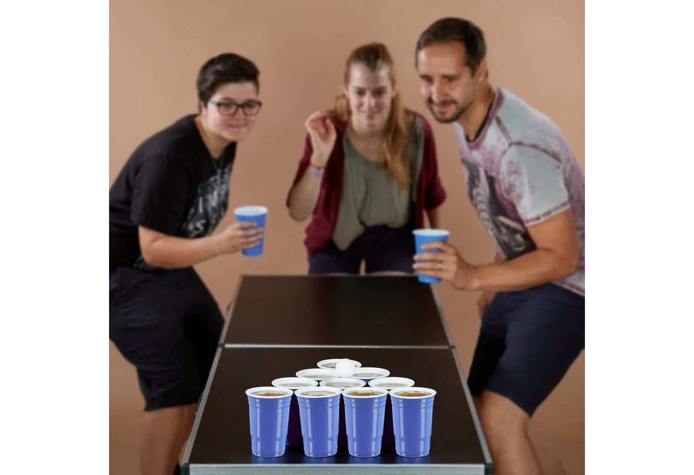relaxdays Beer Pong Becher 200er Pack Rot Blau 473 ml
