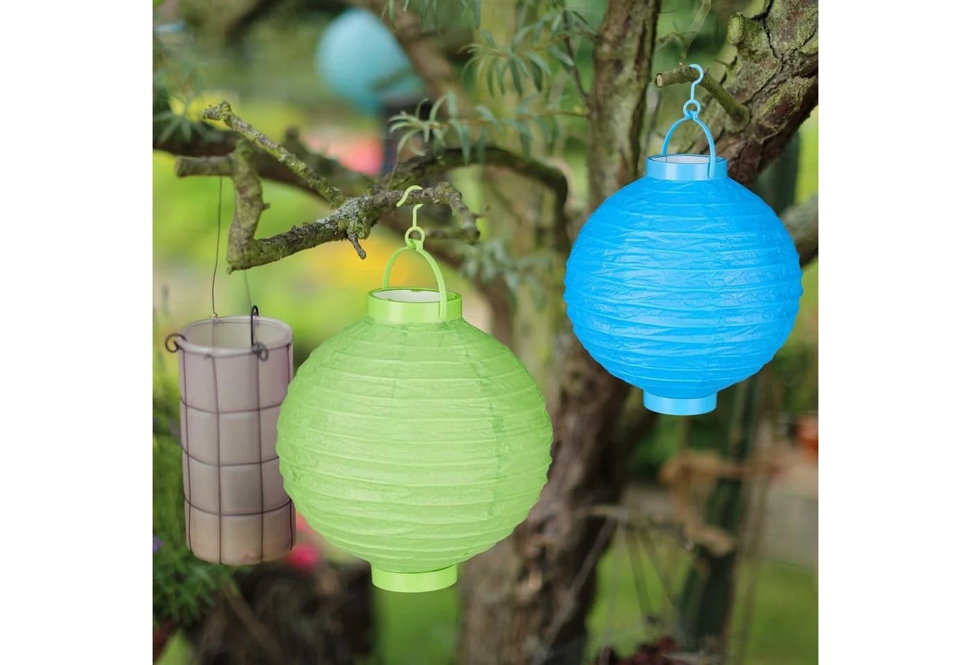relaxdays LED Lampion Set 10-tlg. Bunt Papier