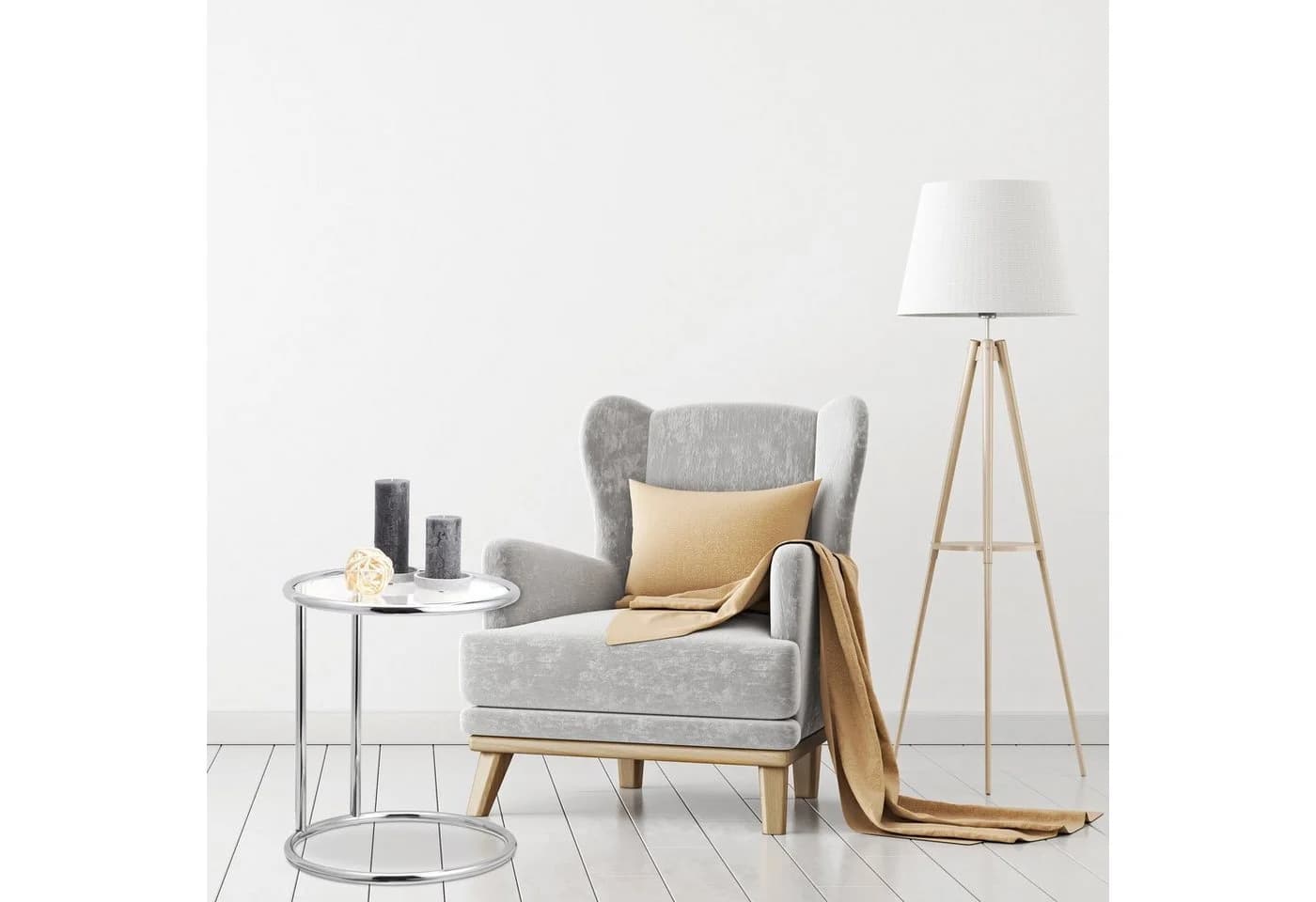 relaxdays Beistelltisch rund Glas Edelstahl Silber