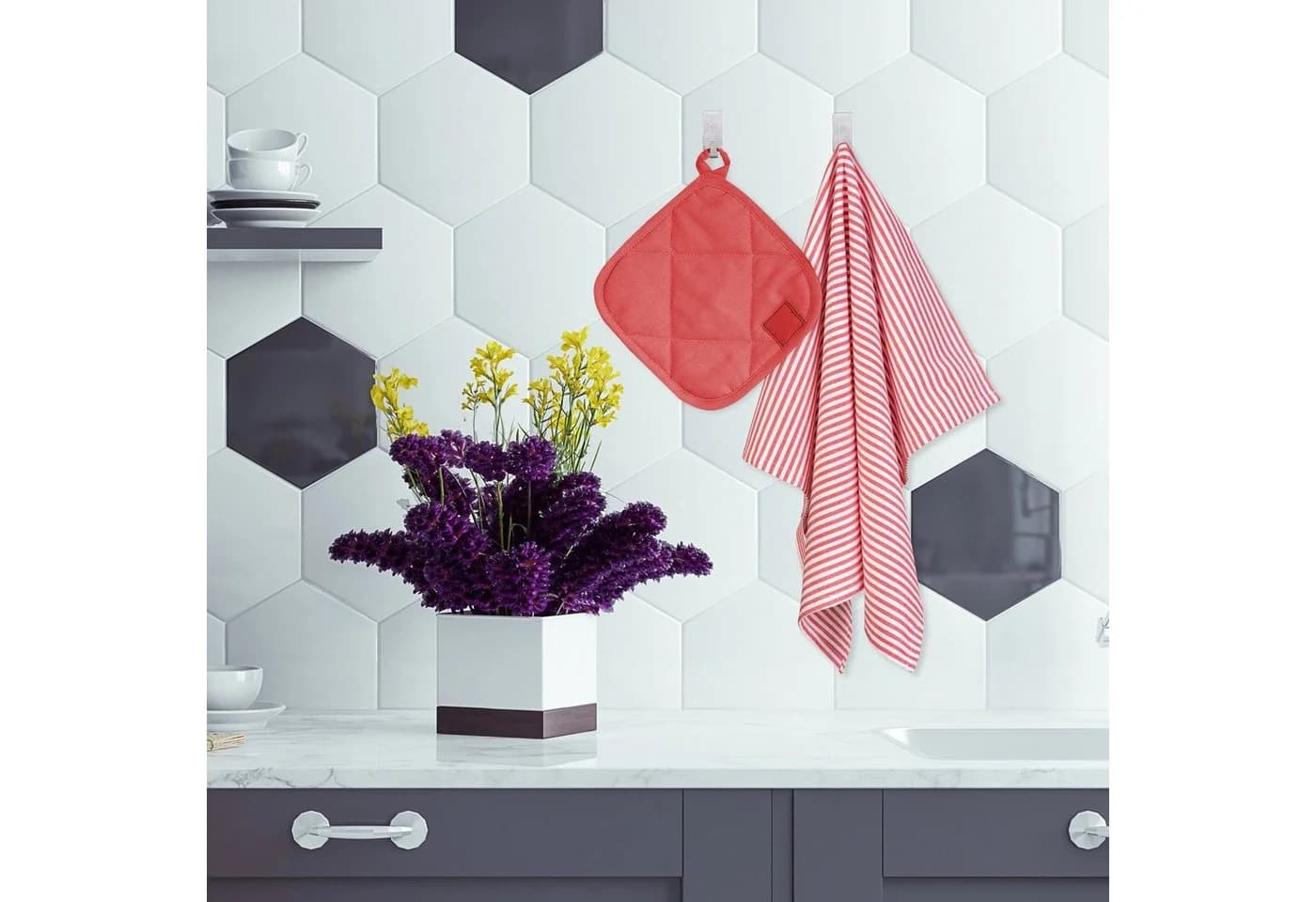 relaxdays Klebehaken 24er Set eckig Silber Edelstahl