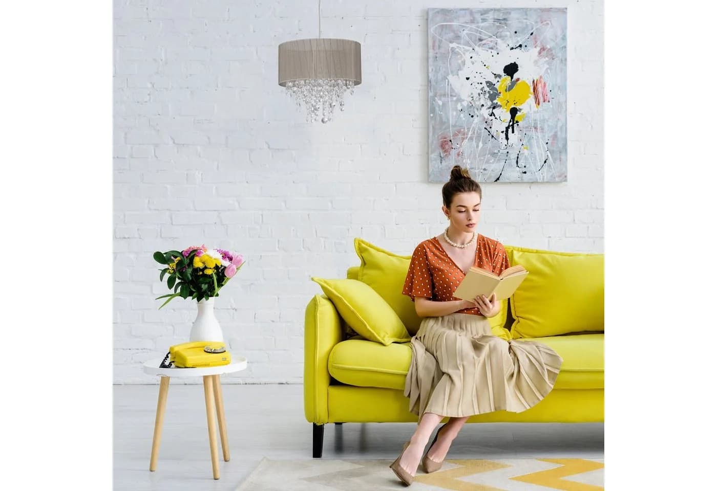 relaxdays Hängeleuchte Hängelampe Organza Kristall mit Kristall-Ketten