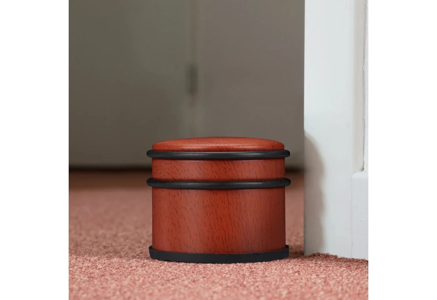 relaxdays Türstopper rotbraun Holzoptik Edelstahl Gummi