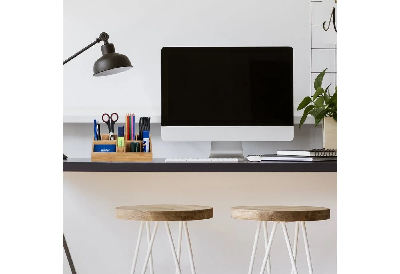 relaxdays Stiftehalter Organizer Bambus 10 Fächer Braun