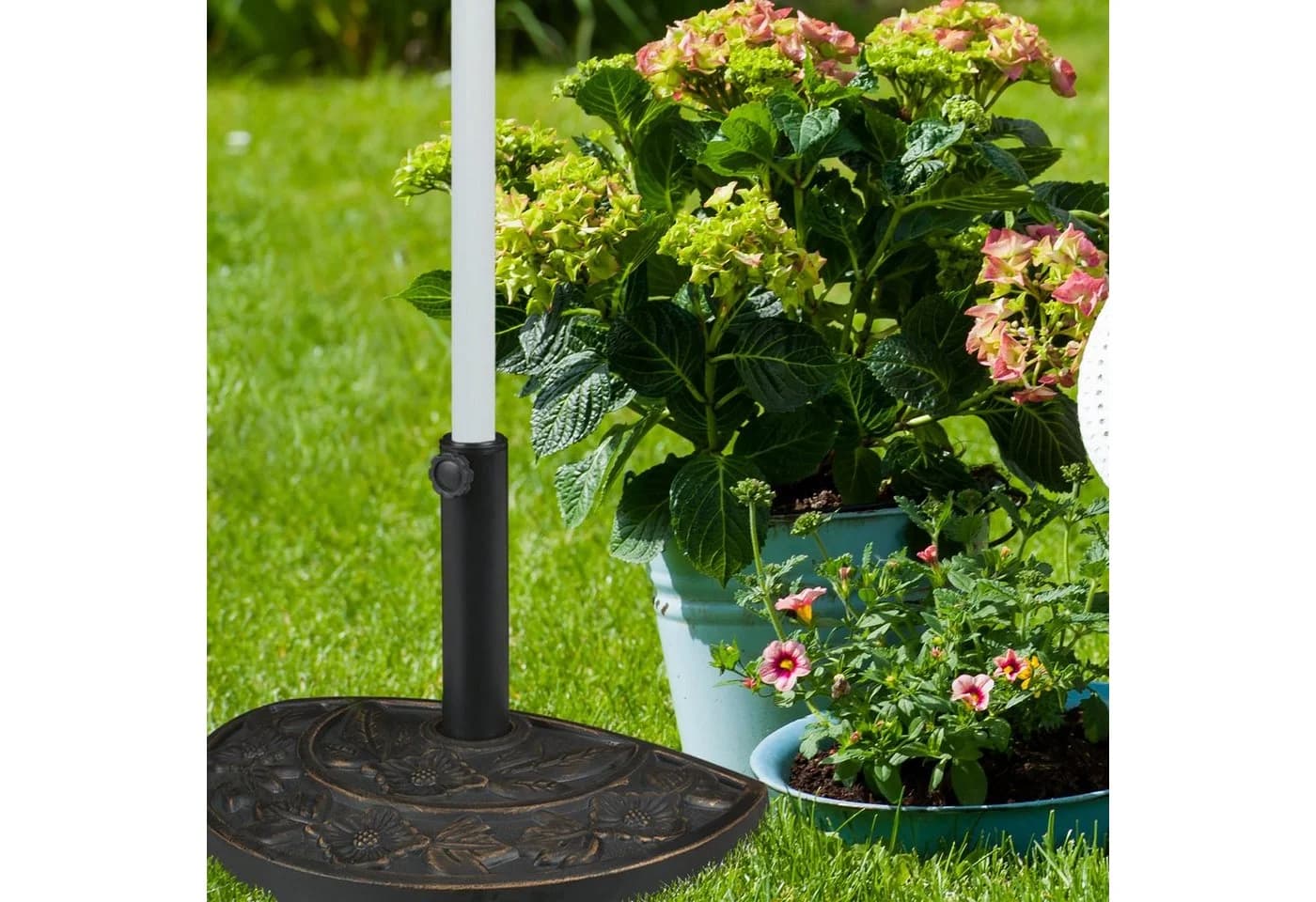 relaxdays Schirmhalter Sonnenschirmständer halbrund Braun