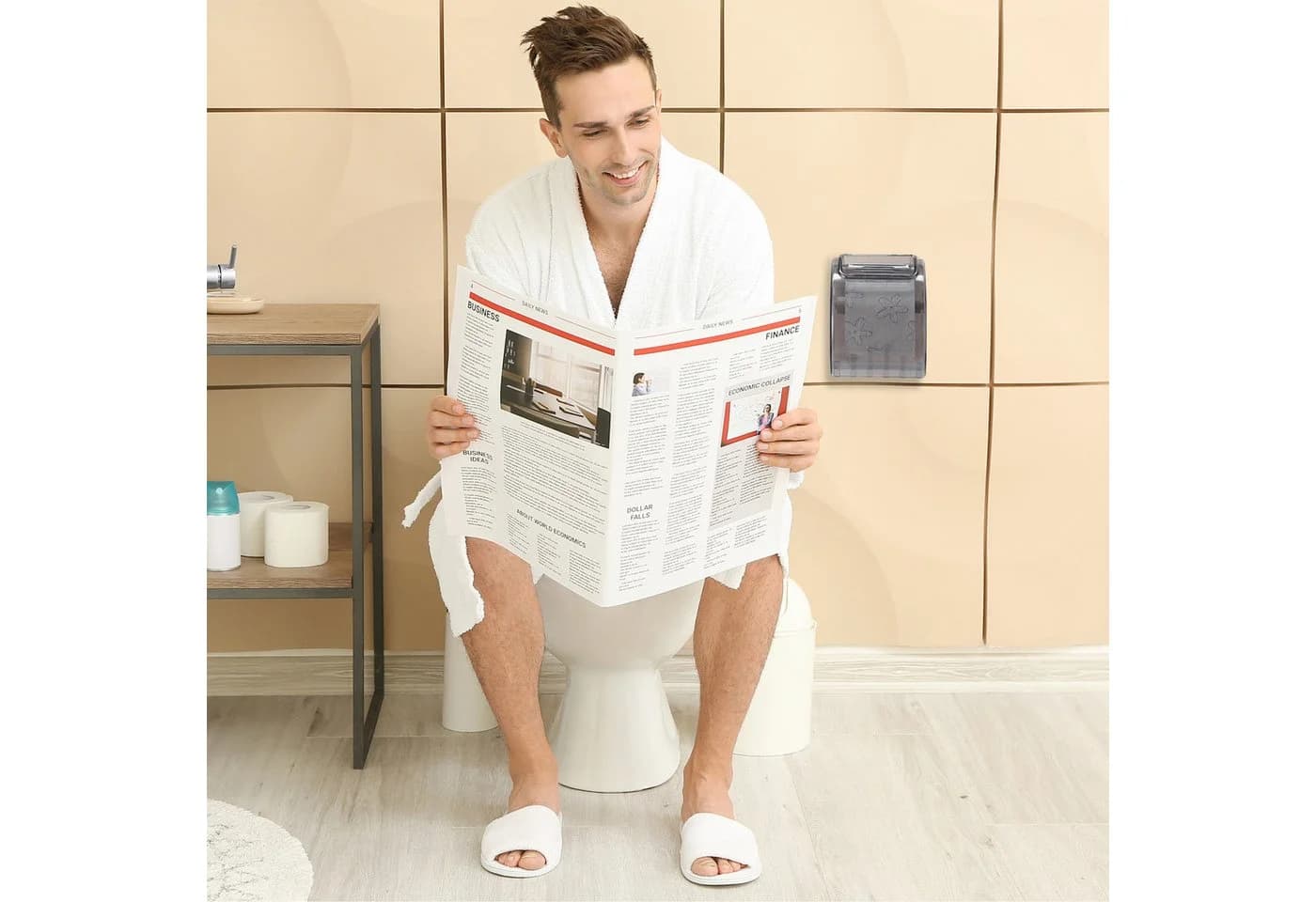 relaxdays Toilettenpapierhalter mit Ablage Grau/Weiß