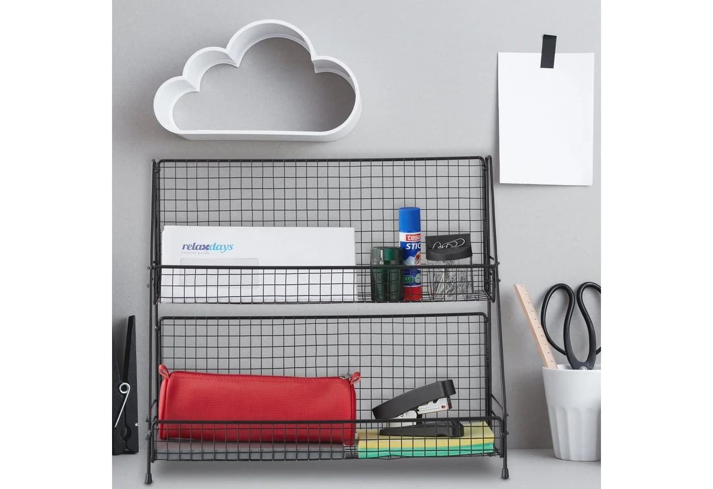 RELAXDAYS Gewürzregal Metall Schwarz 2-Etagen Küchenorganizer