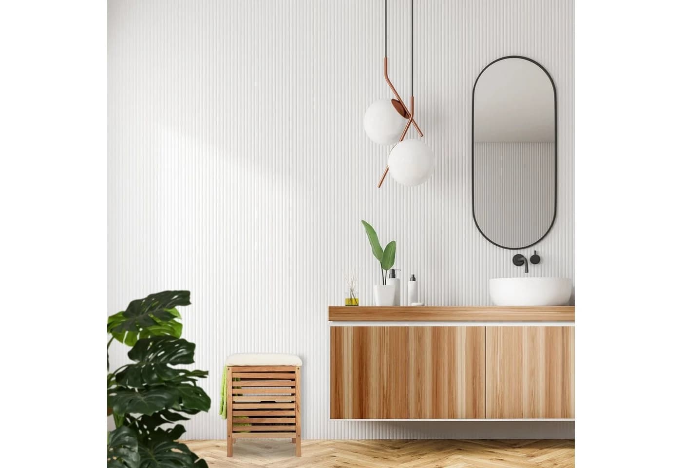 relaxdays Wäschetruhe Wäschekorb mit Sitz Walnussholz Braun/Beige
