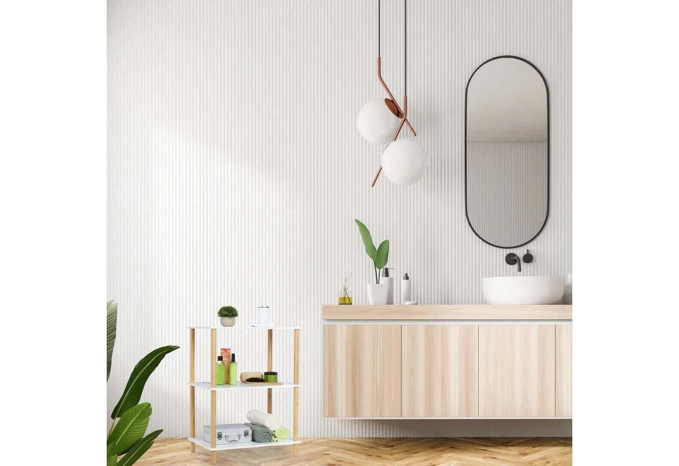 relaxdays Standregal mit 3 Ebene Weiß Natur