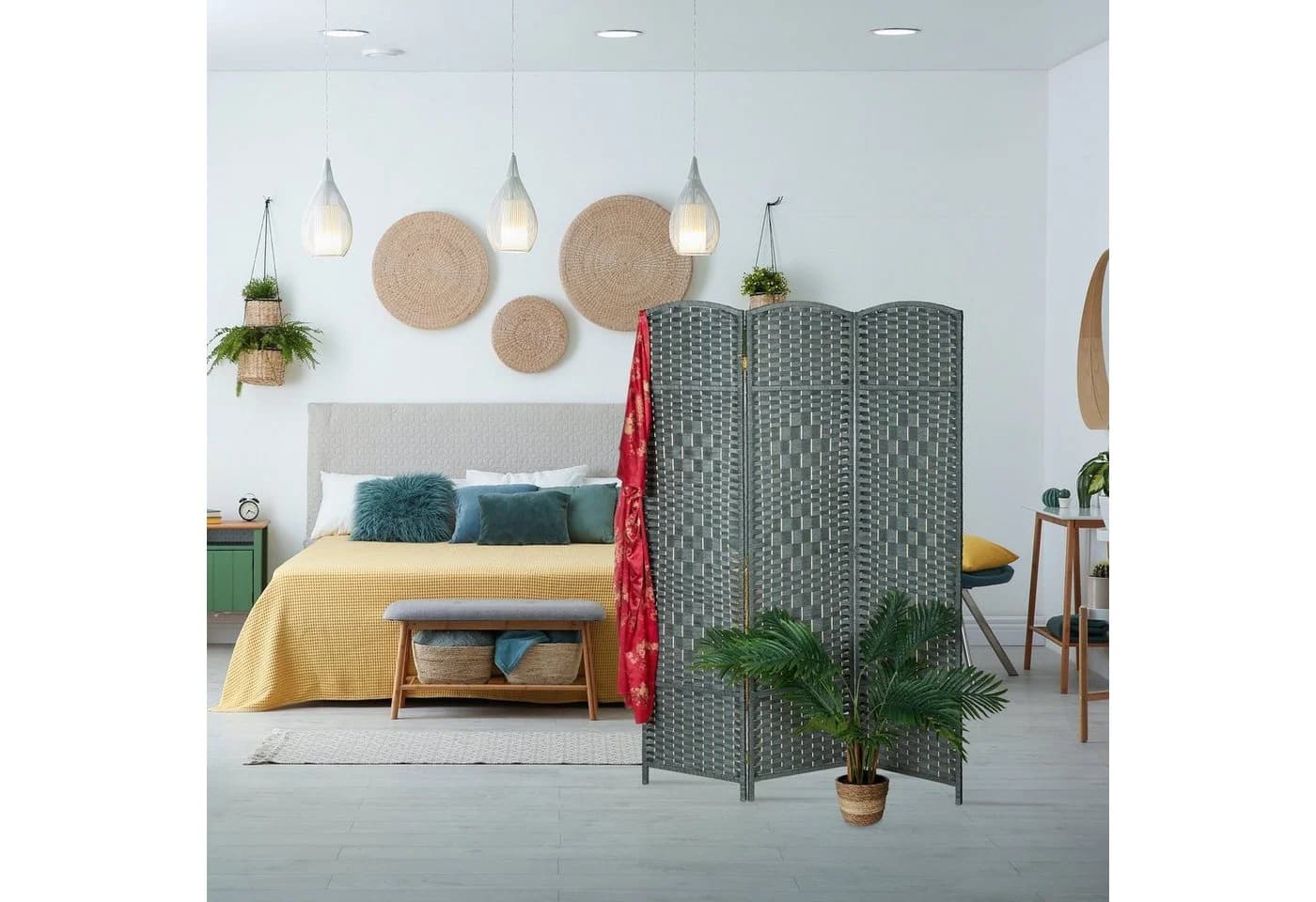 relaxdays Paravent Grau 3-teilig Faltbar