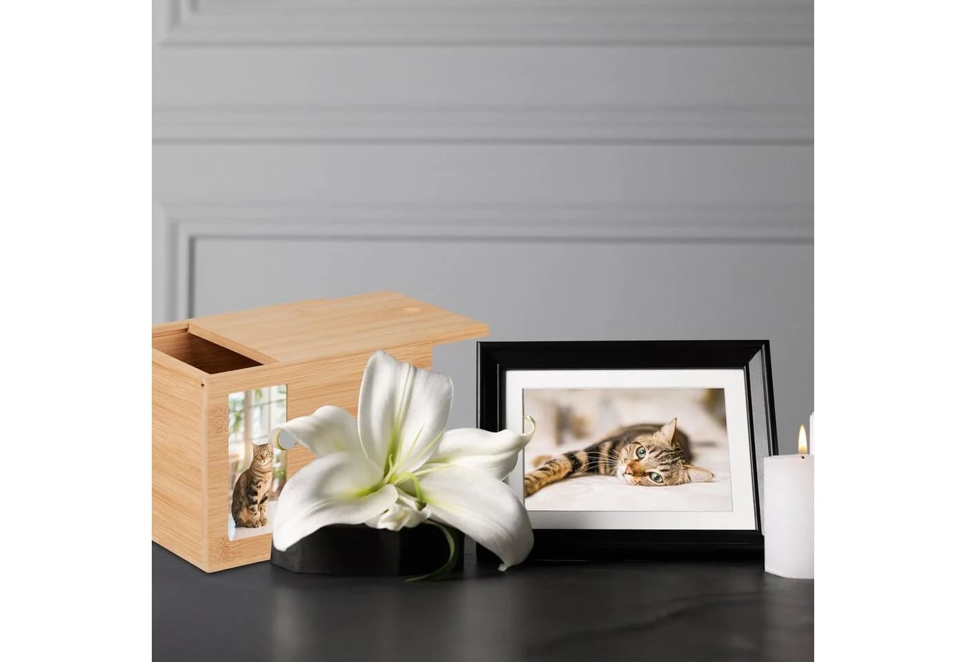 relaxdays Holzkiste Tierurne aus Bambus Natur