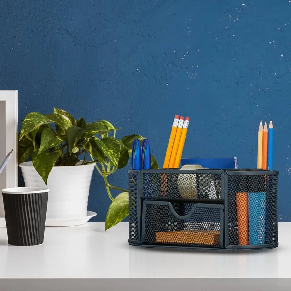 relaxdays Schreibtisch Organizer 9 Fächer Anthrazit Stahl