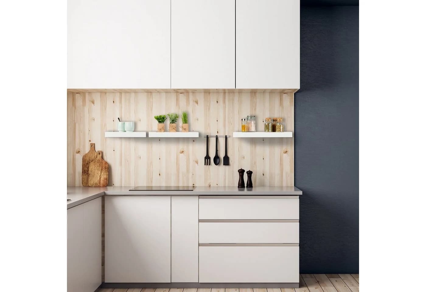 relaxdays Wandregal 3er Set Weiß MDF Eisen