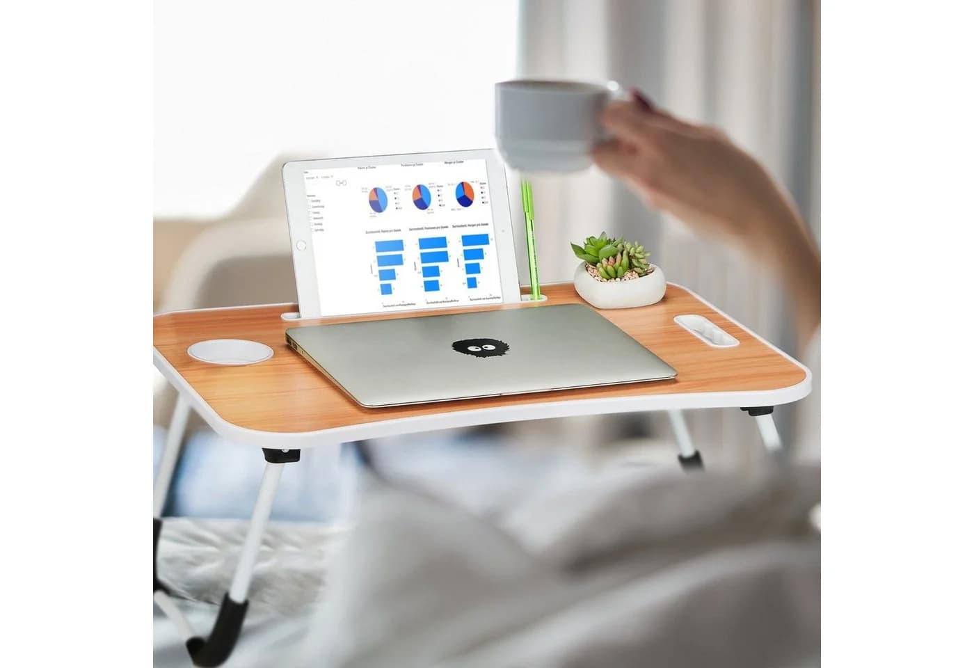 relaxdays Laptoptisch Klappbarer Laptoptisch Hellbraun