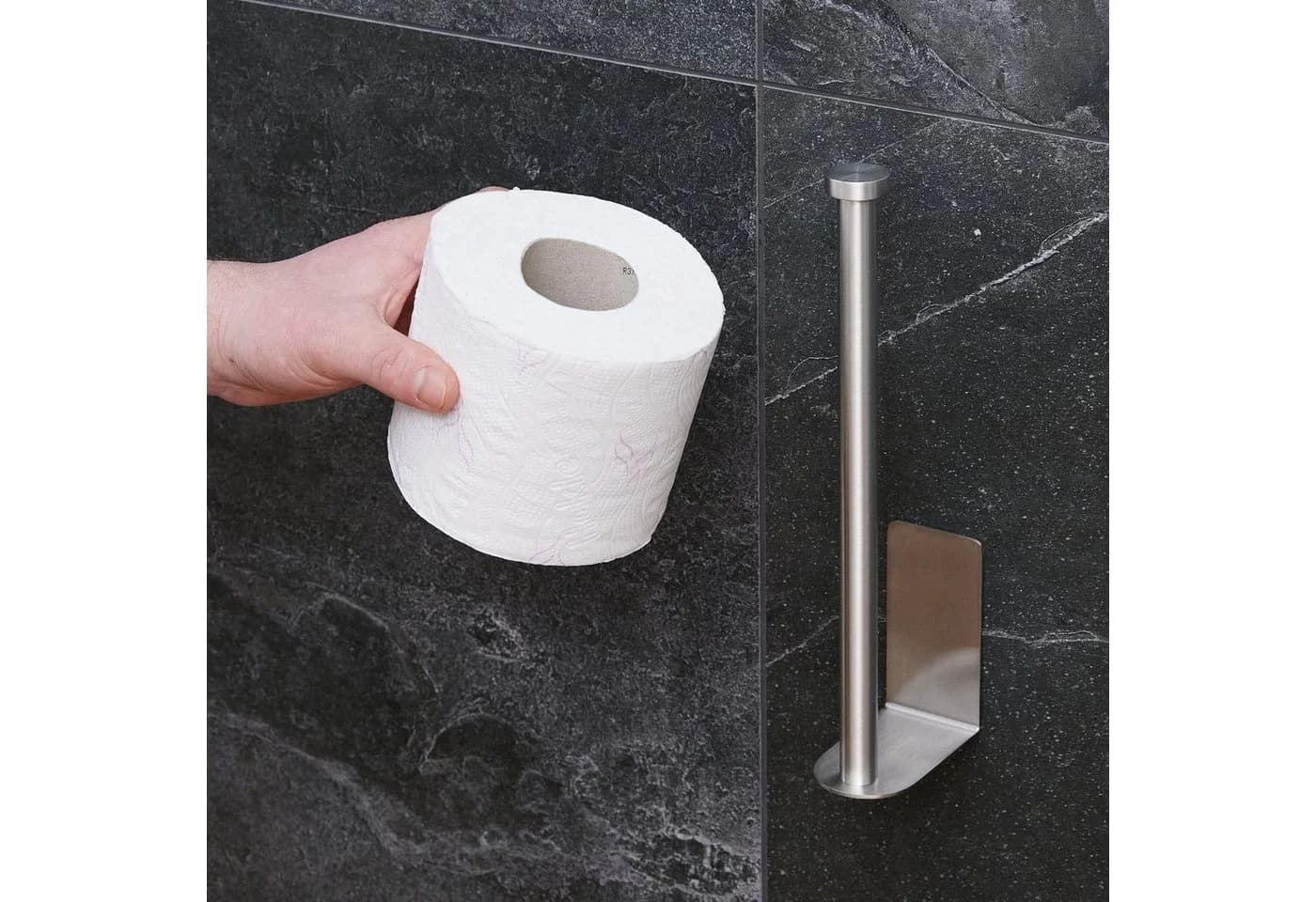 relaxdays Toilettenpapierhalter Selbstklebend Silber Edelstahl