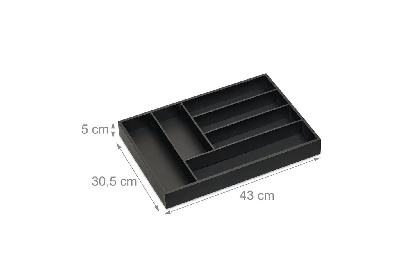 relaxdays Besteckkasten 6 Fächer Schwarz Bambus