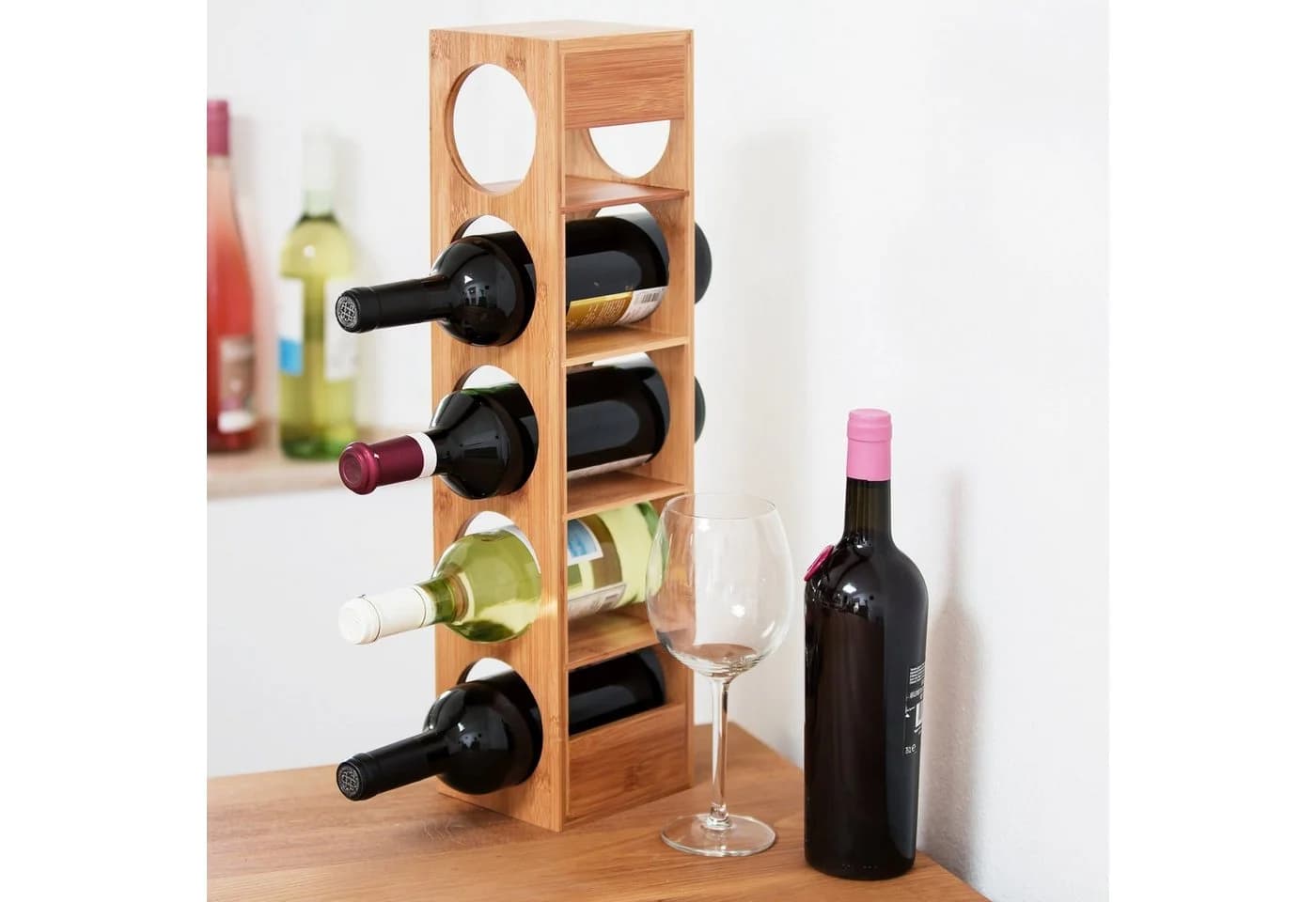relaxdays Weinregal Bambus 2er Set