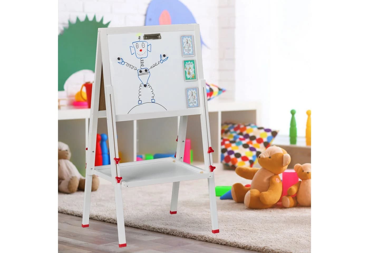RELAXDAYS Kinderstandtafel mit Whiteboard und Kreidetafel Weiß/Grün