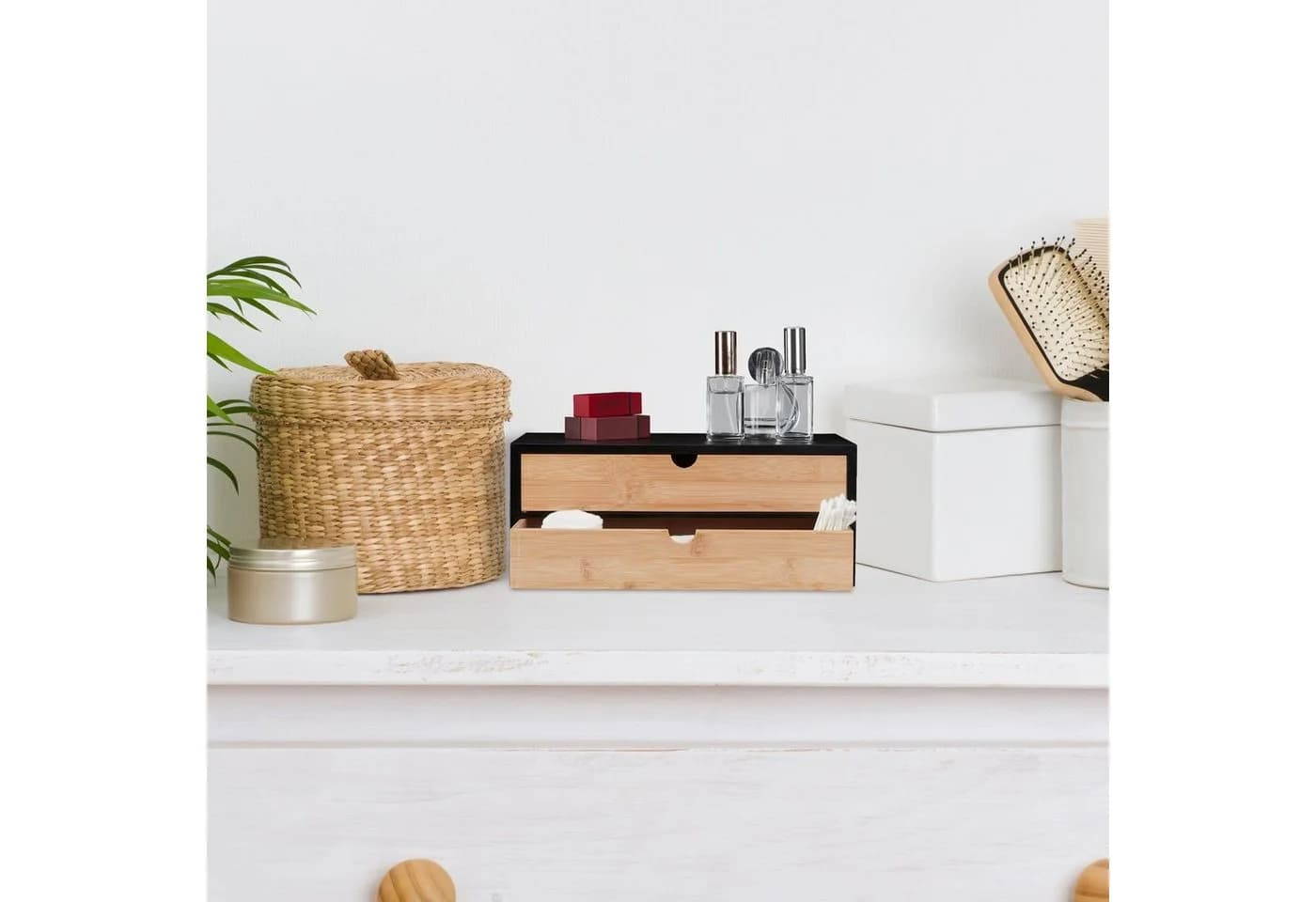RELAXDAYS Organizer Schubladenbox Bambus & MDF 2 Fächer