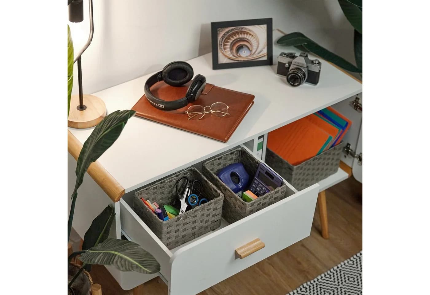 relaxdays Aufbewahrungskorb 3er Set Grau Geflochten Papierseil