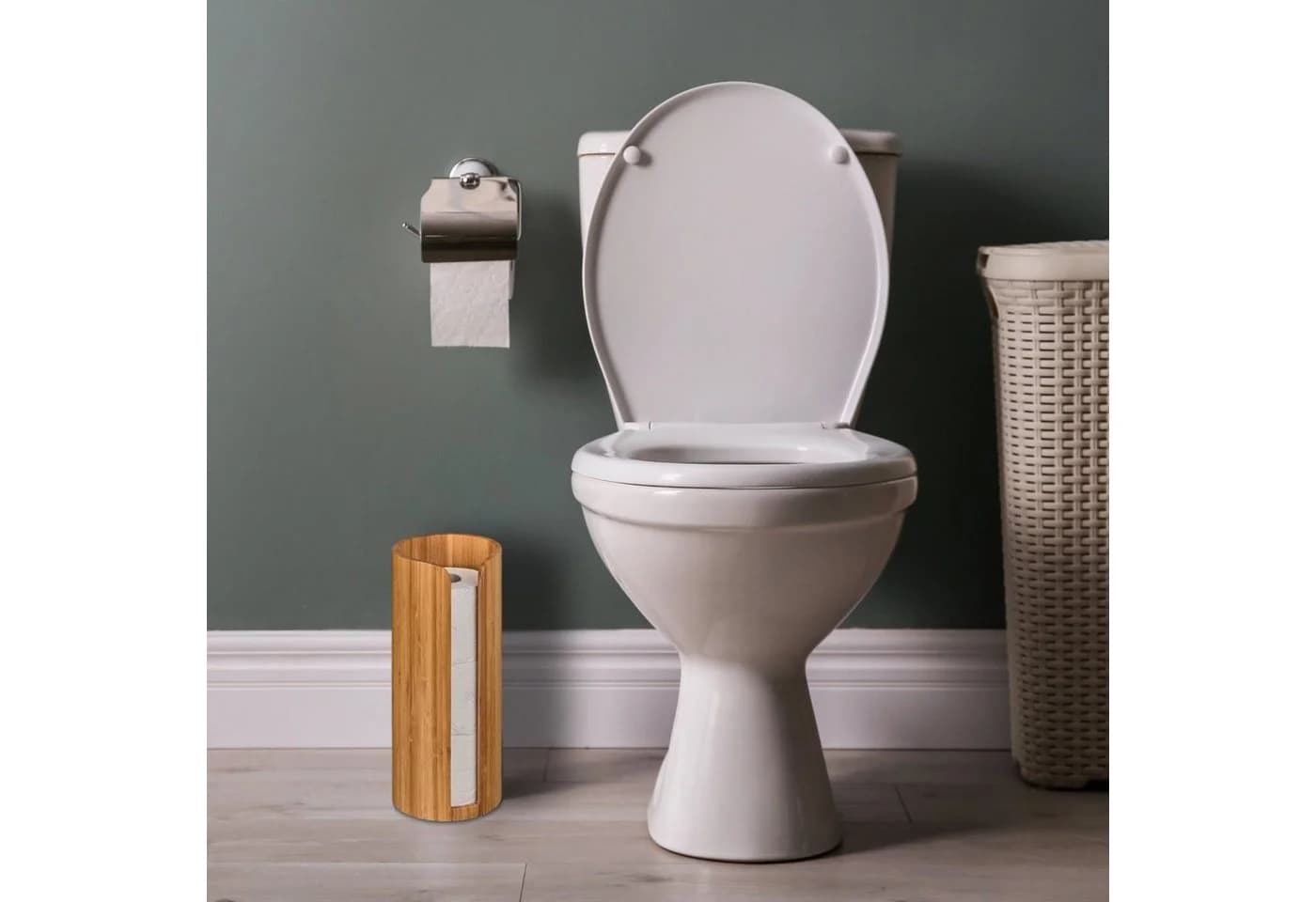 relaxdays Toiletten-Ersatzrollenhalter Bambus 3 Rollen