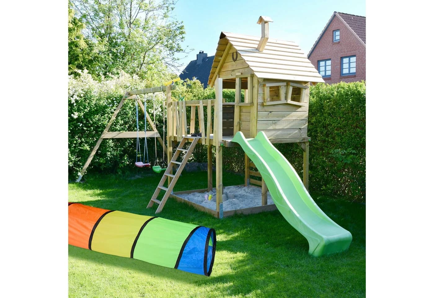 relaxdays Spieltunnel Bunt Pop-up Indoor Outdoor