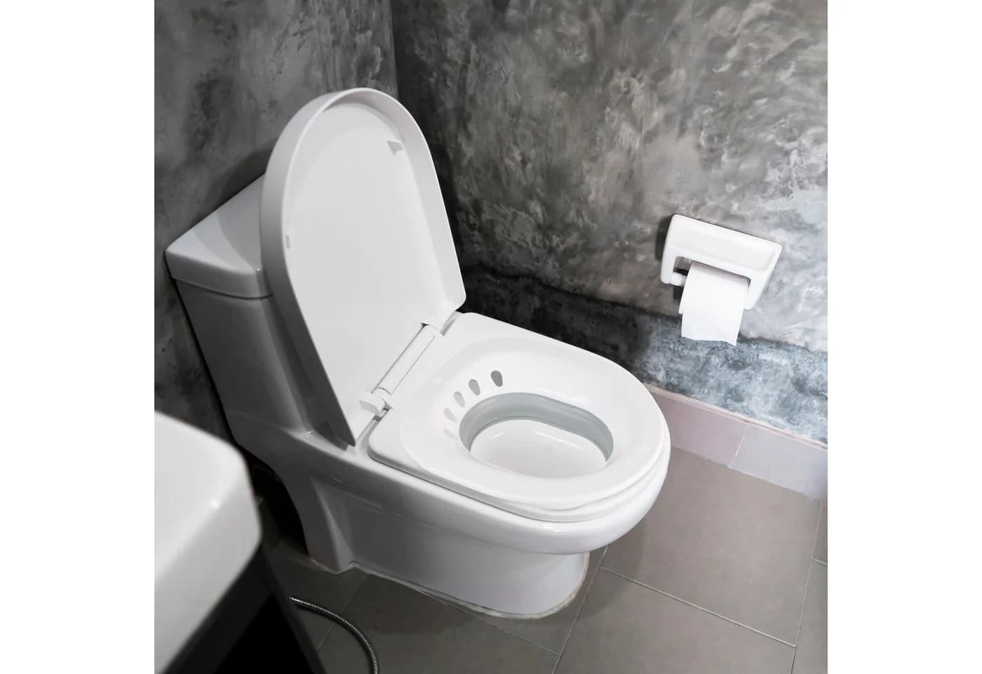 relaxdays Faltbares Sitzbad WC-Einsatz Weiß/Grau