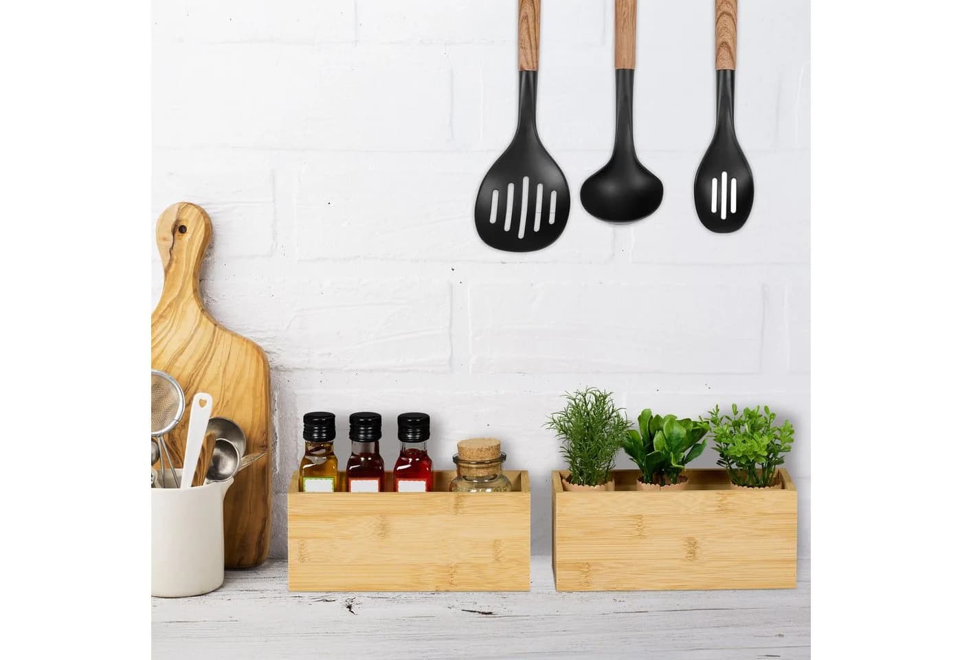 relaxdays Organizer Bambus Aufbewahrungsbox im 2er Set