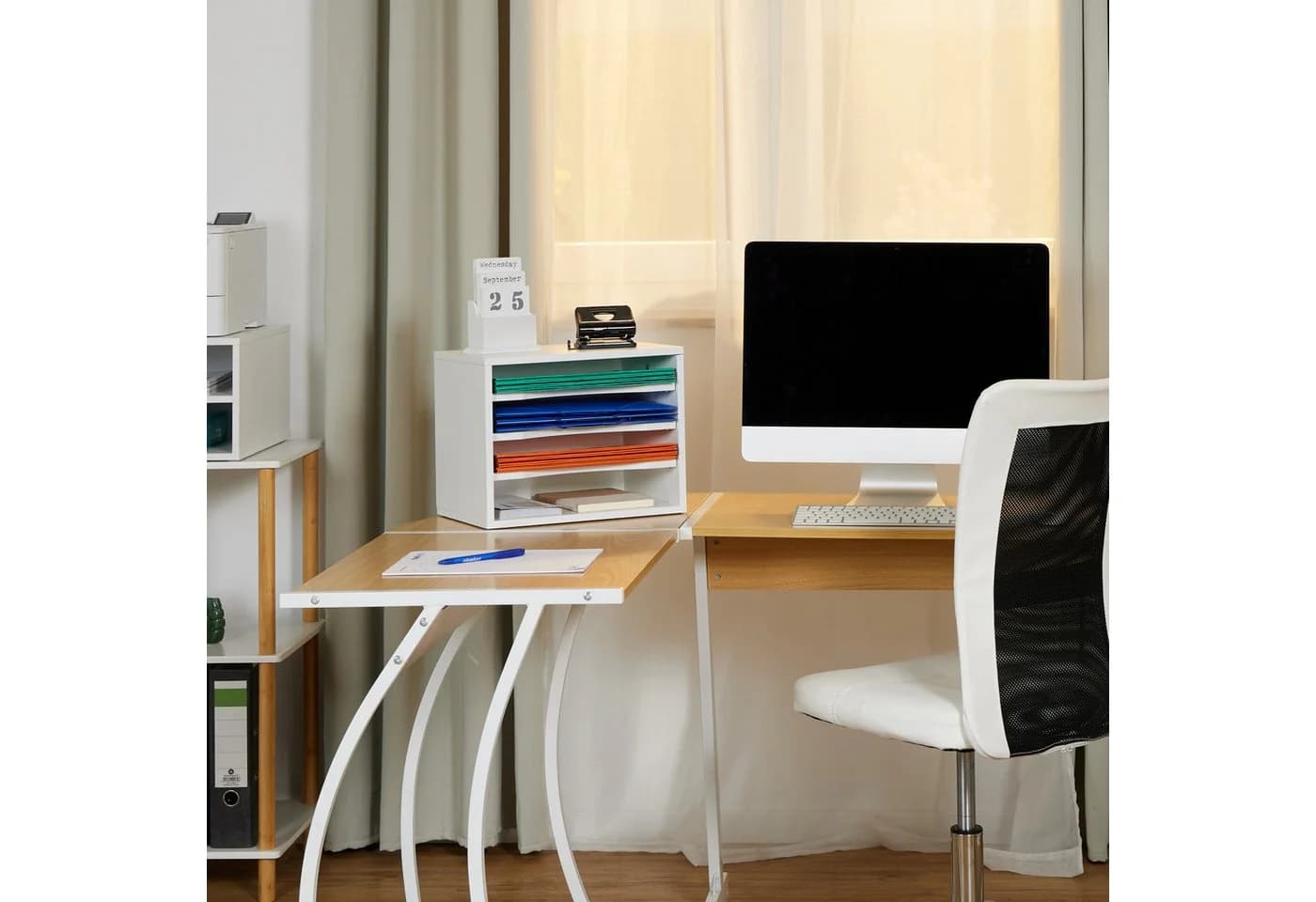 relaxdays Dokumentenablage Weiß 4 Fächer für A4