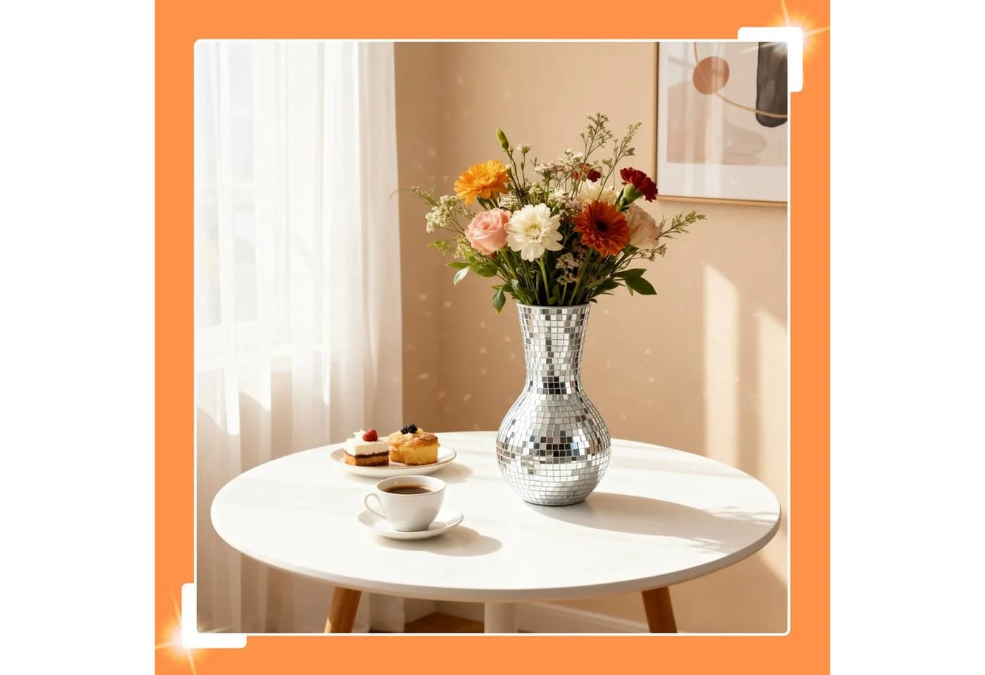 relaxdays Disco Vase Spiegelglas 28 cm