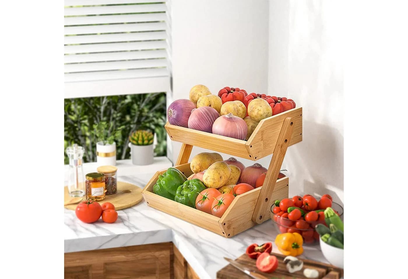 RELAXDAYS Obst-Etagere Bambus 2 Etagen Natur