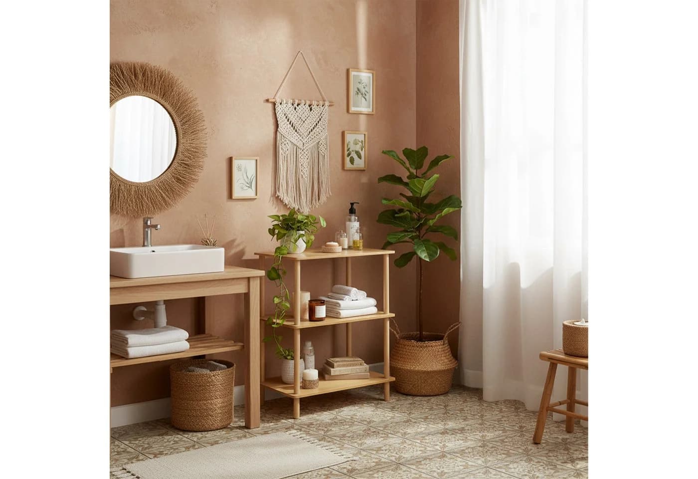 relaxdays Standregal mit 3 Ebenen Bambus