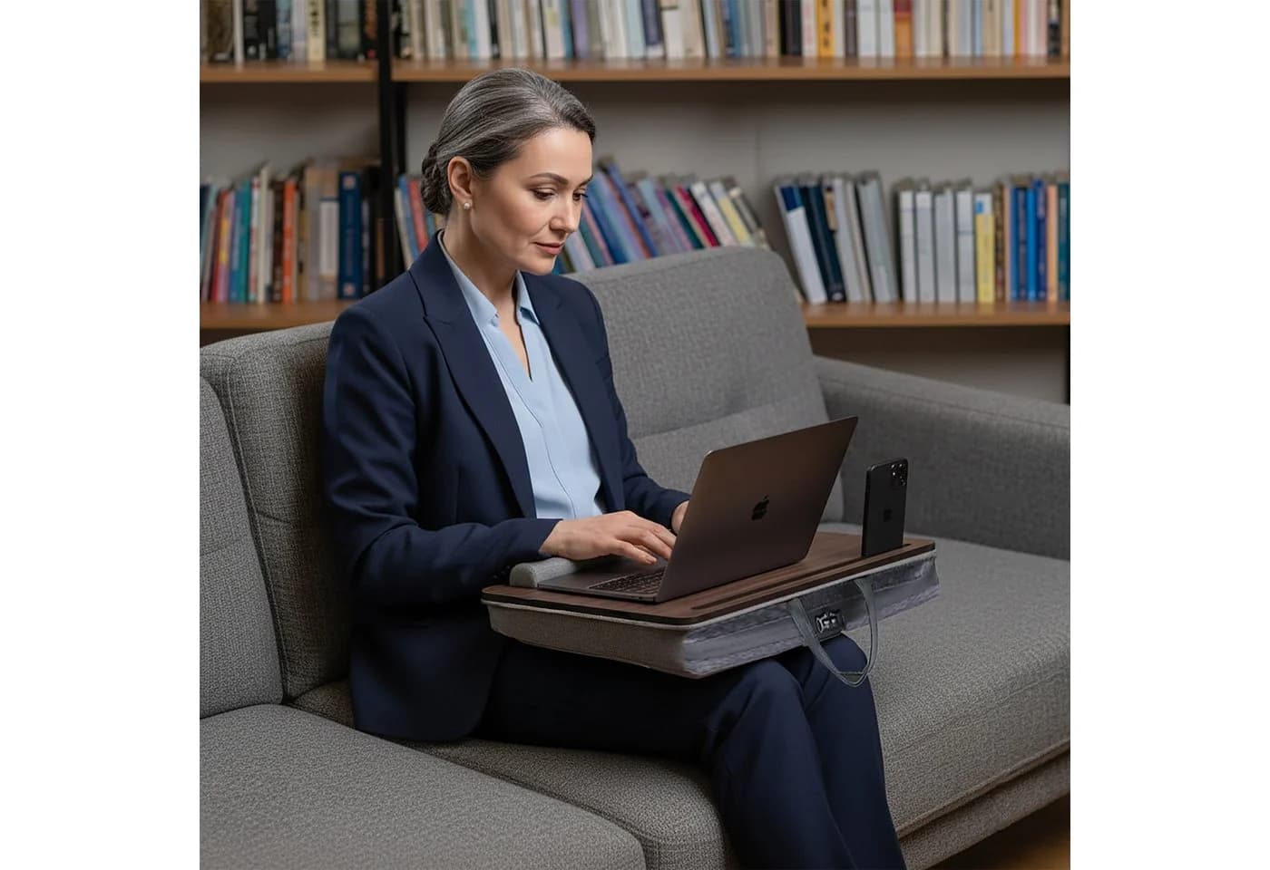 RELAXDAYS Laptop Tablett mit Tasche, Polyester Braun/Grau
