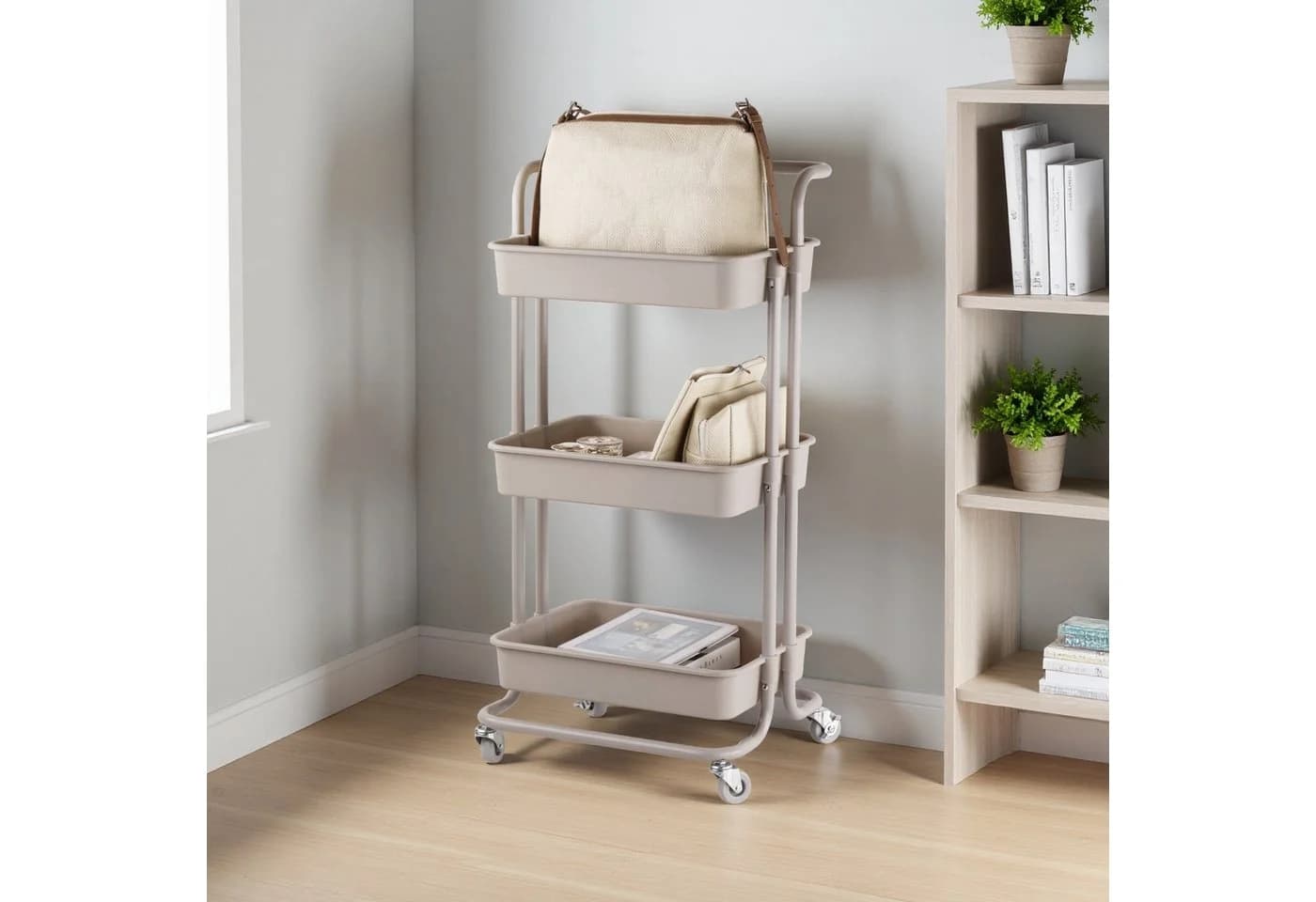 relaxdays Rollwagen 3 Etage Beige