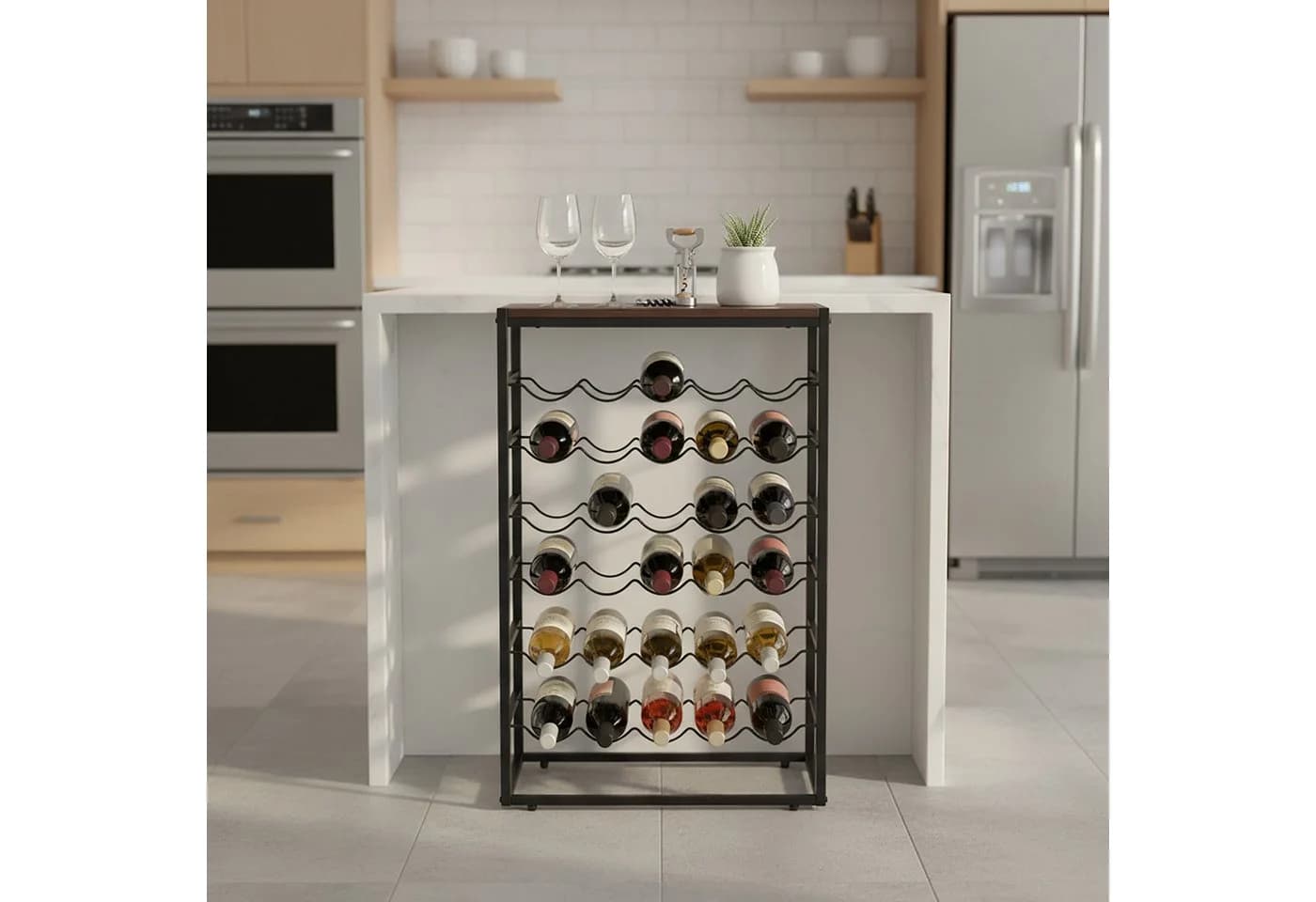 relaxdays Weinregal für 30 Flasche Schwarz/Braun Industrial