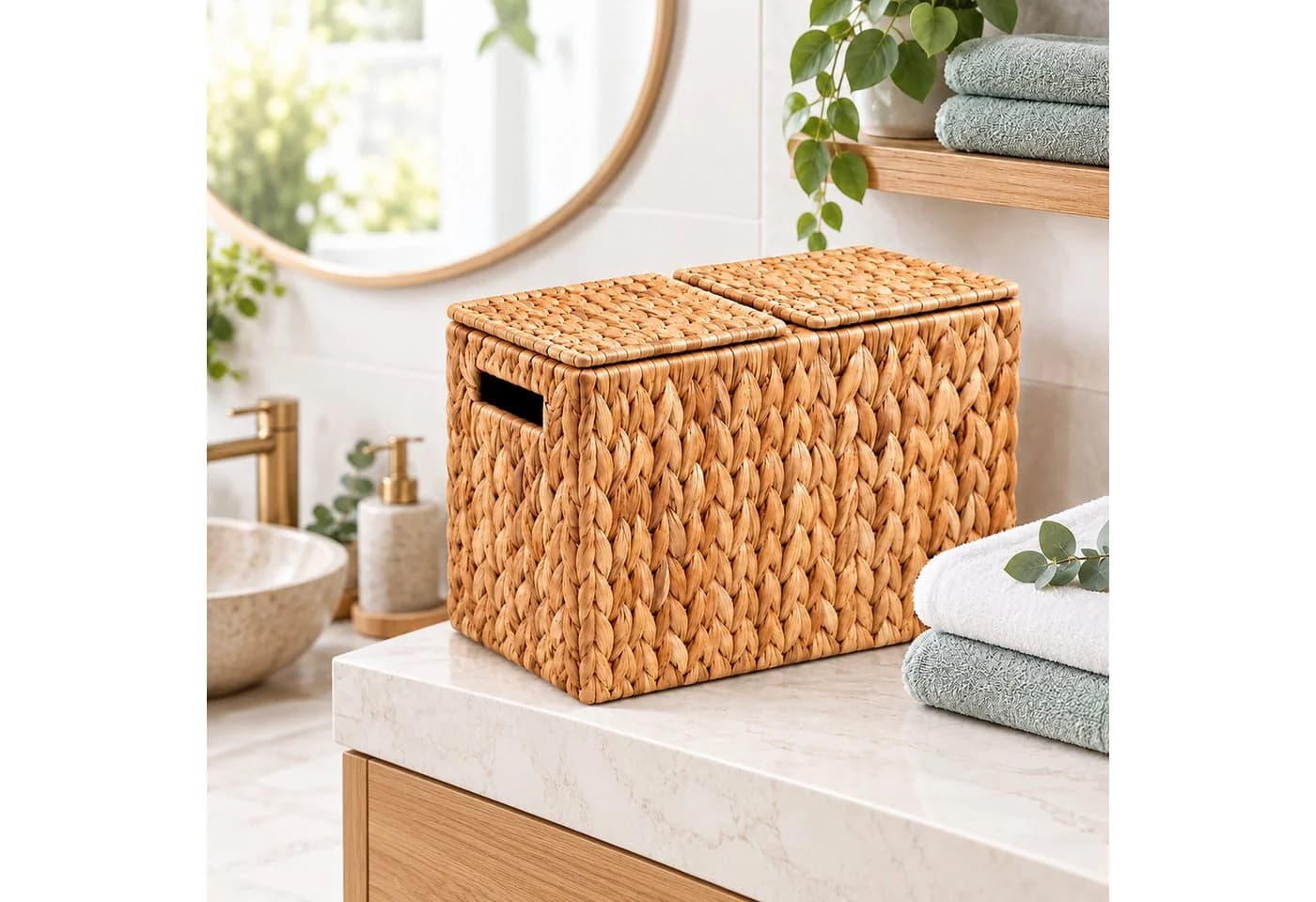 relaxdays Toilettenpapierhalter 6 Rollen Wasserhyazinthe Braun