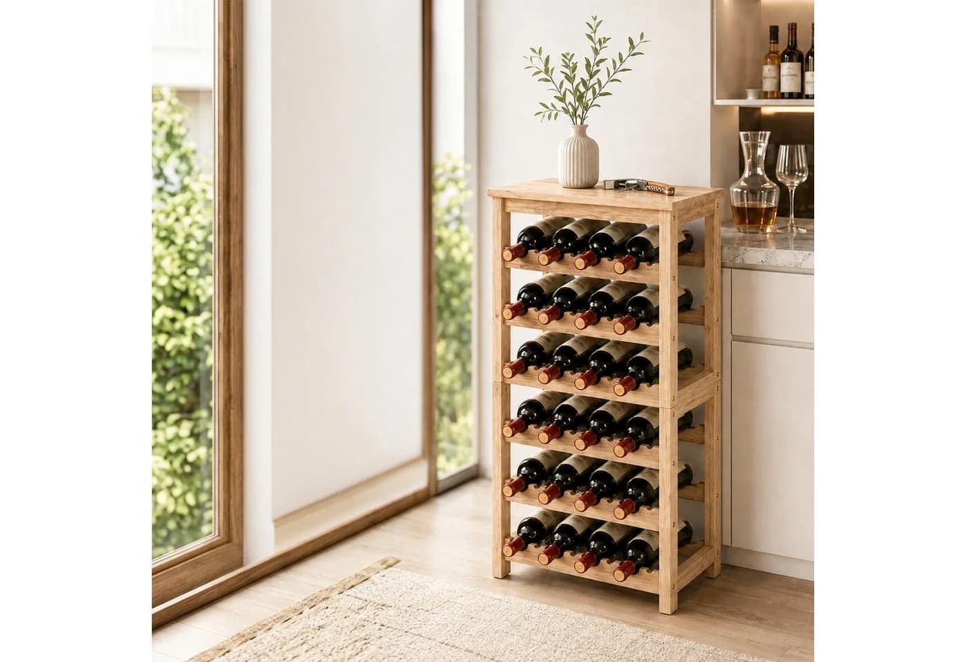 relaxdays Weinregal für 24 Flaschen Holz Natur