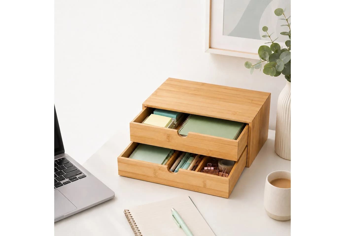 relaxdays Schubladenbox Bambus Braun