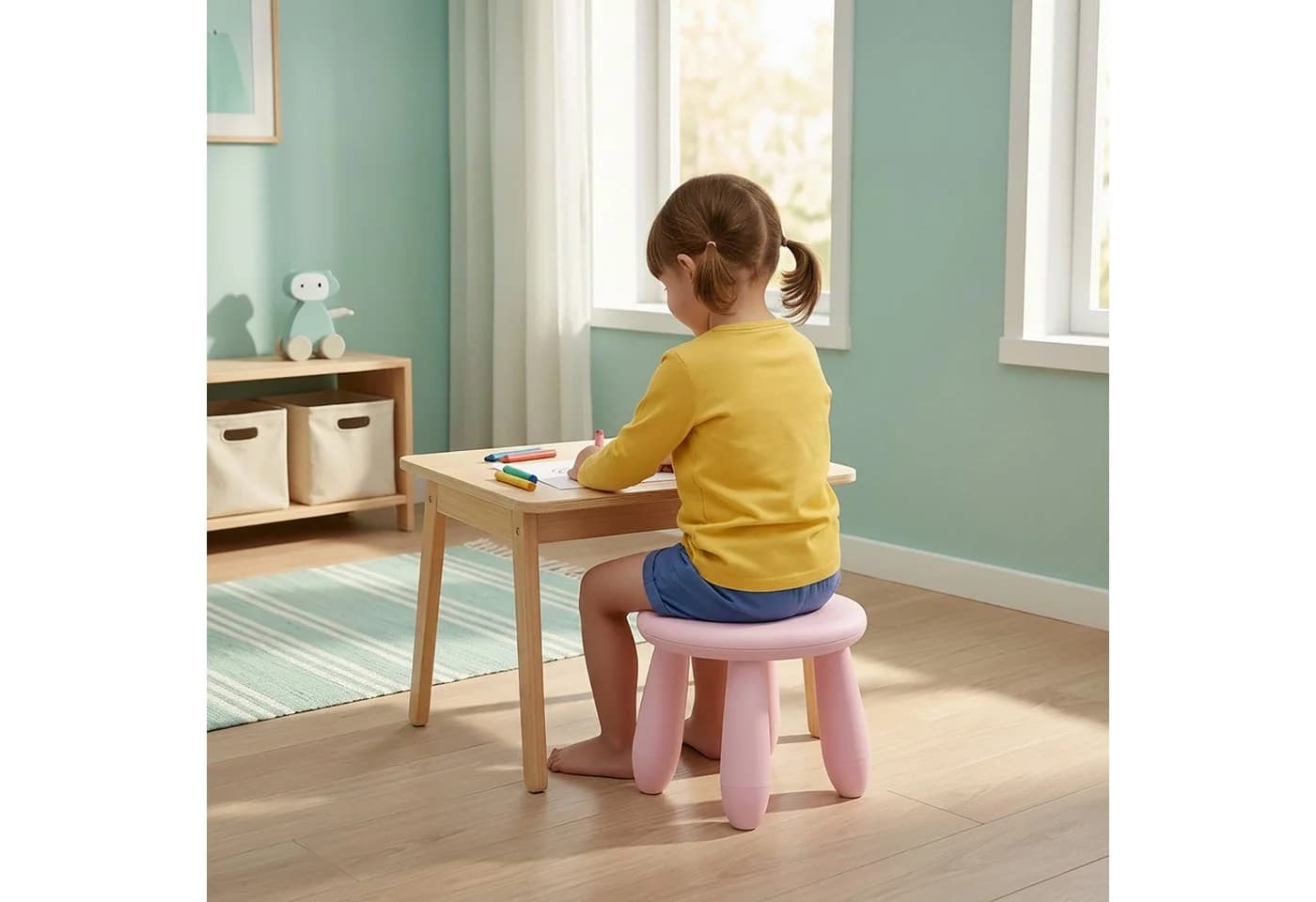 relaxdays Kinderhocker Sitzhocker für Kleinkinder, Rosa