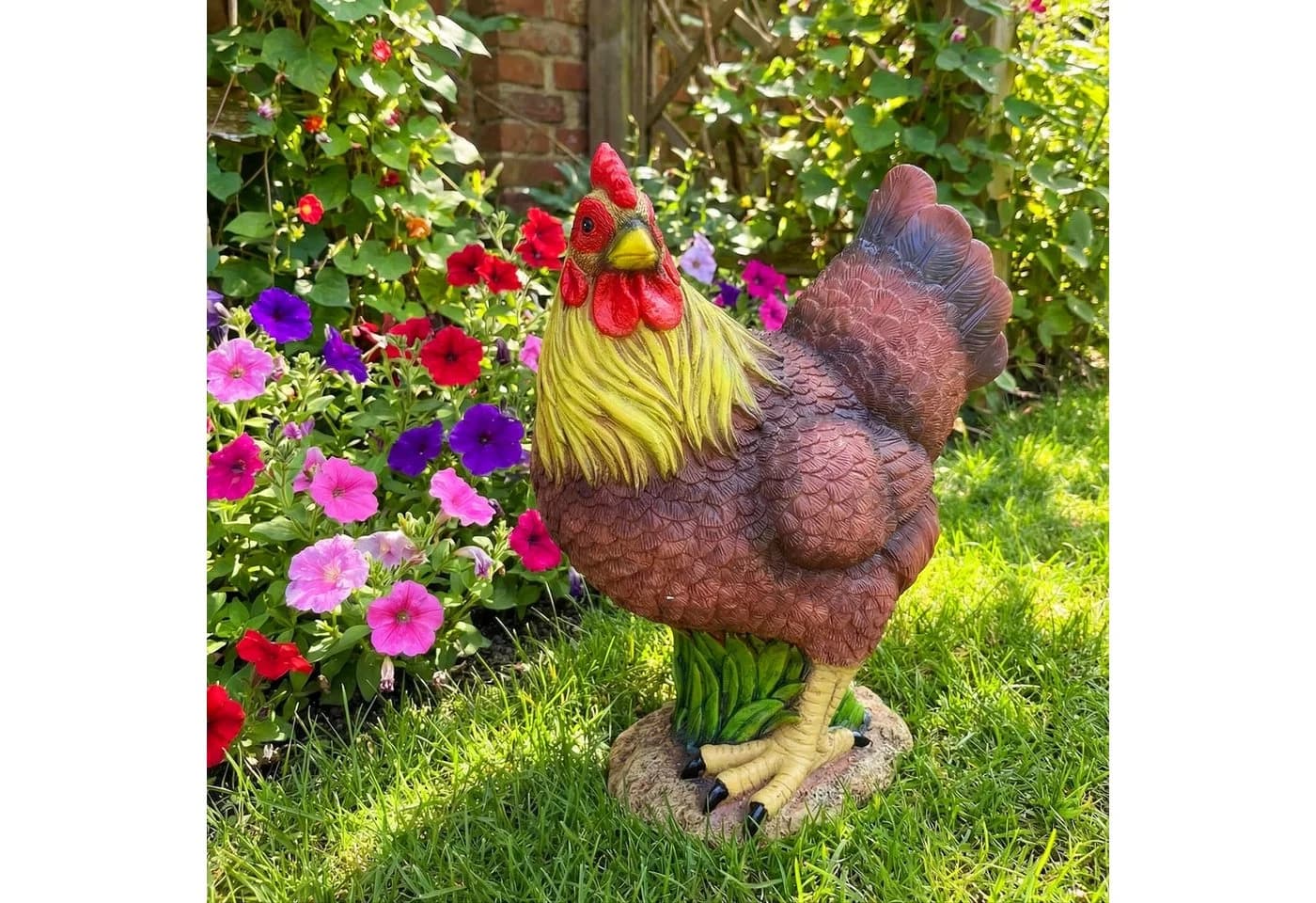 relaxdays Gartenfigur Huhn Kunstharz Ländlich