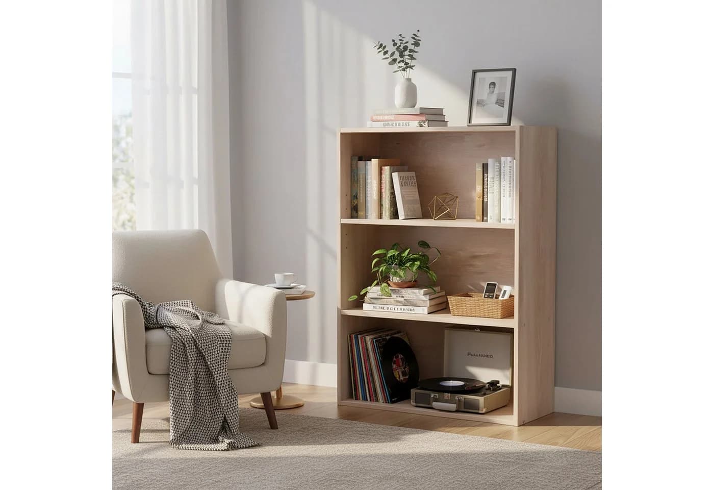 relaxdays Bücherregal Eiche mit verstellbaren Böden
