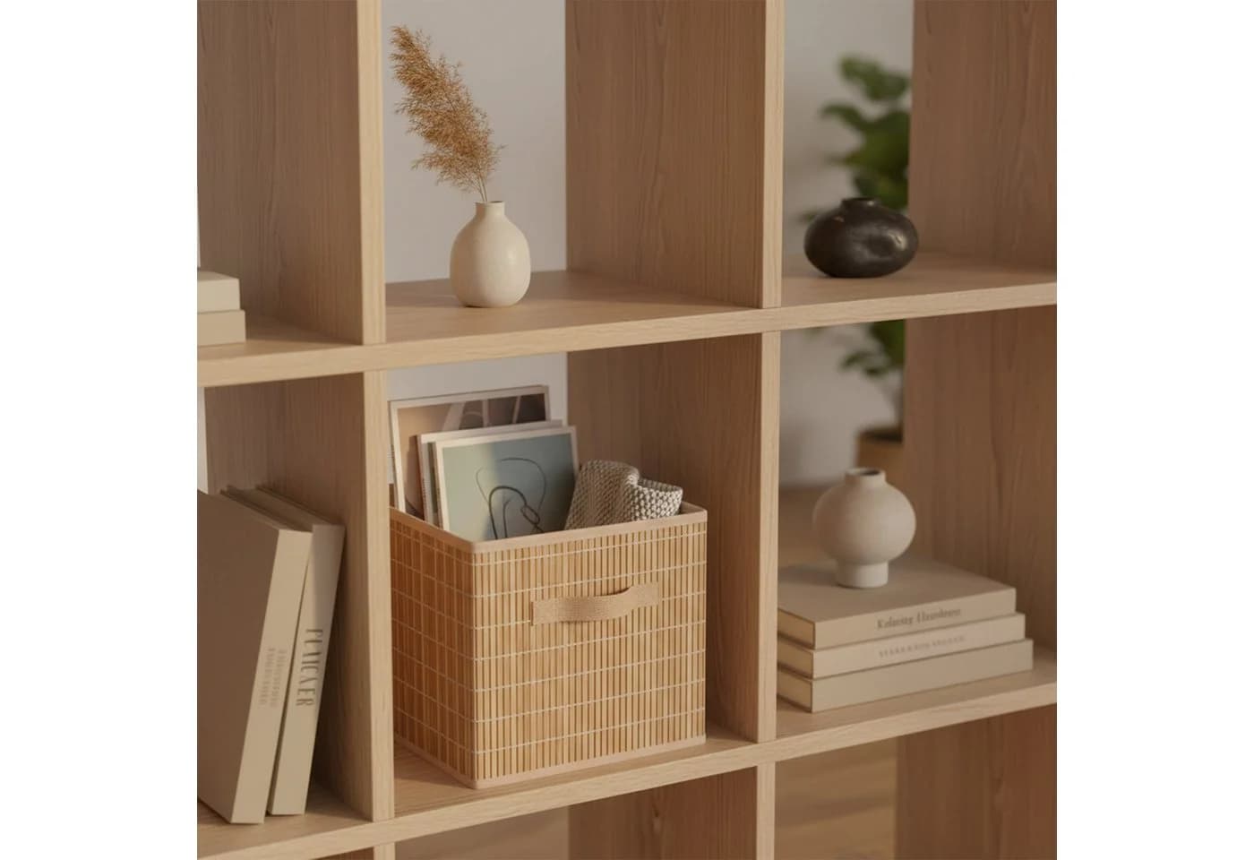 relaxdays Regalkorb Set 2er Bambus Natur Aufbewahrungskorb